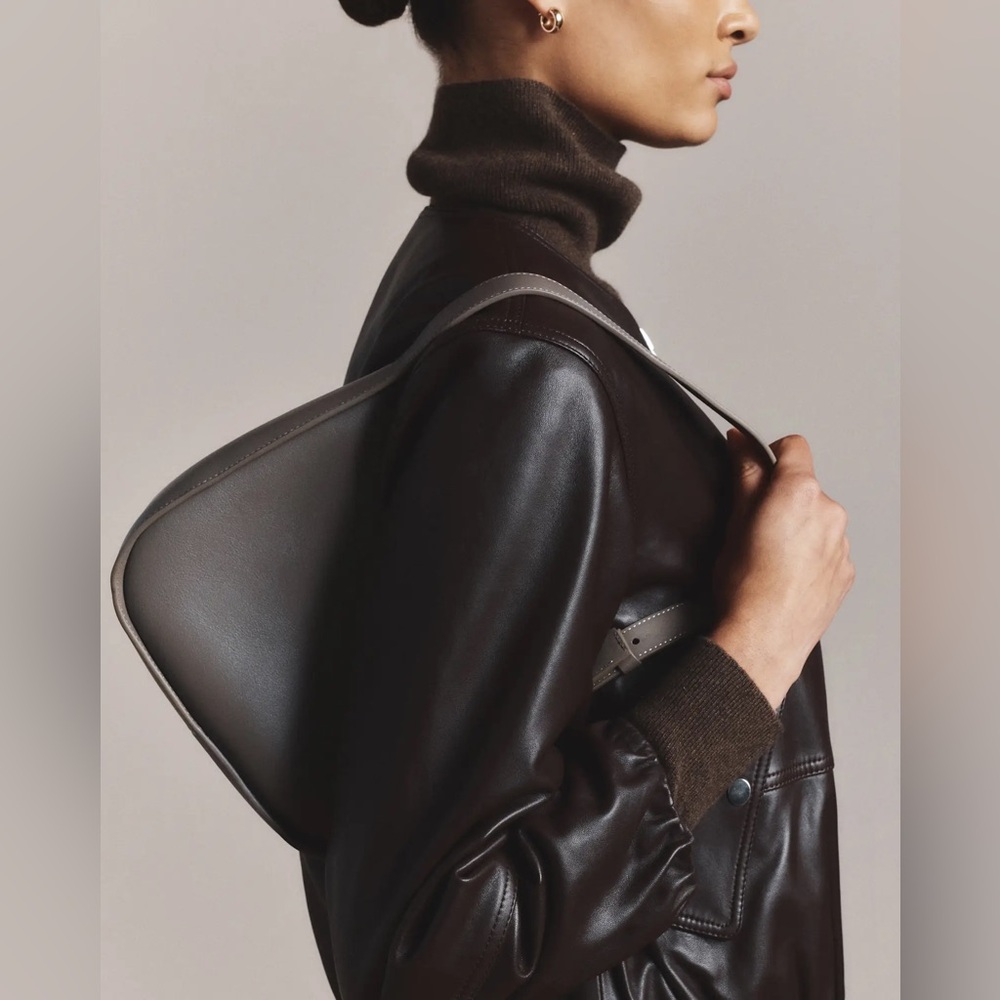 NWT Quince Italian Leather Asymmetrical Mini Shoulder Bag - Picture 2 of 7